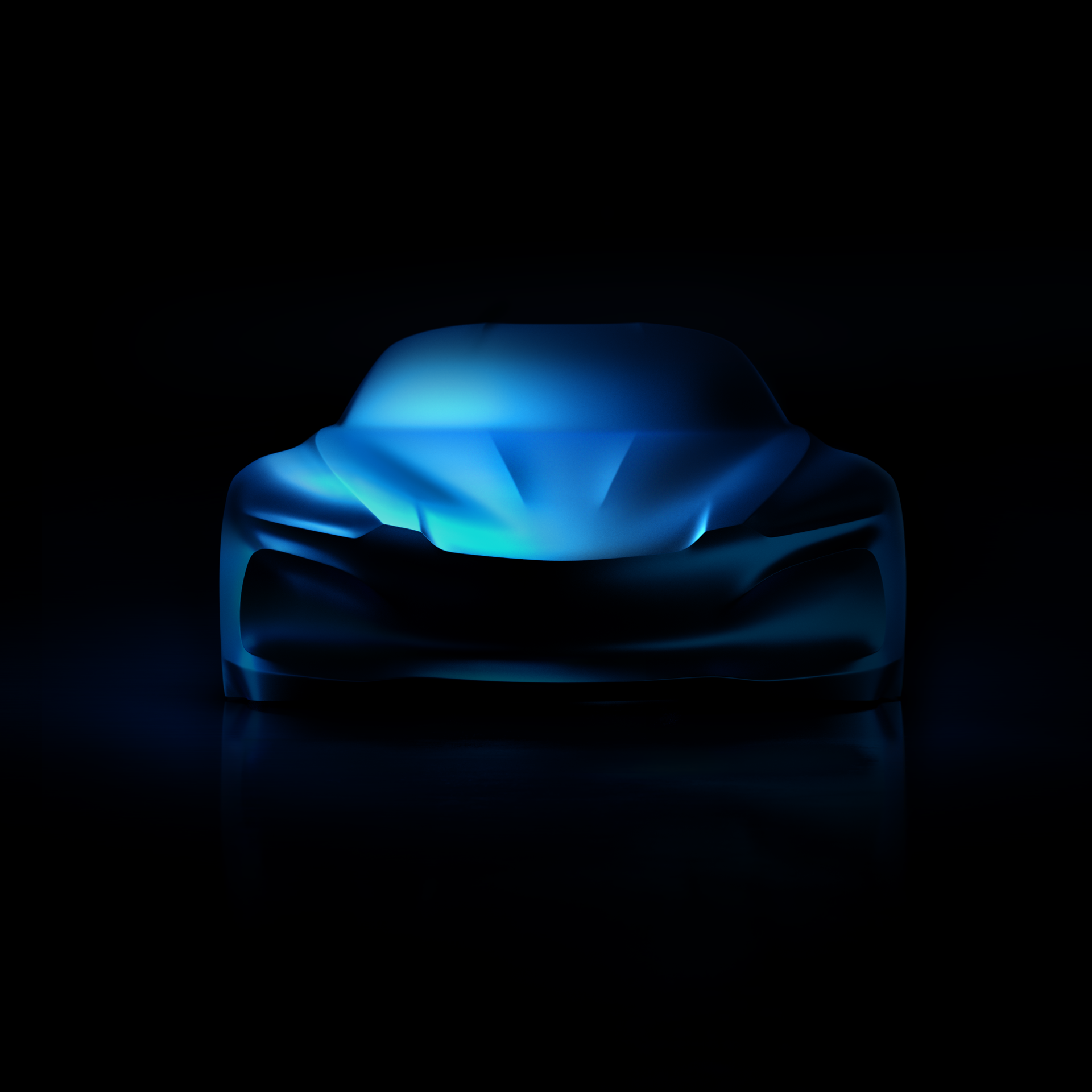 Alpine A110 — rzeźba, przód, ciemne tło