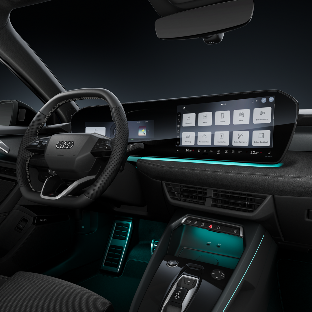 Audi A3 — nowy kokpit z cyfrowymi ekranami, widok zza kierownicy