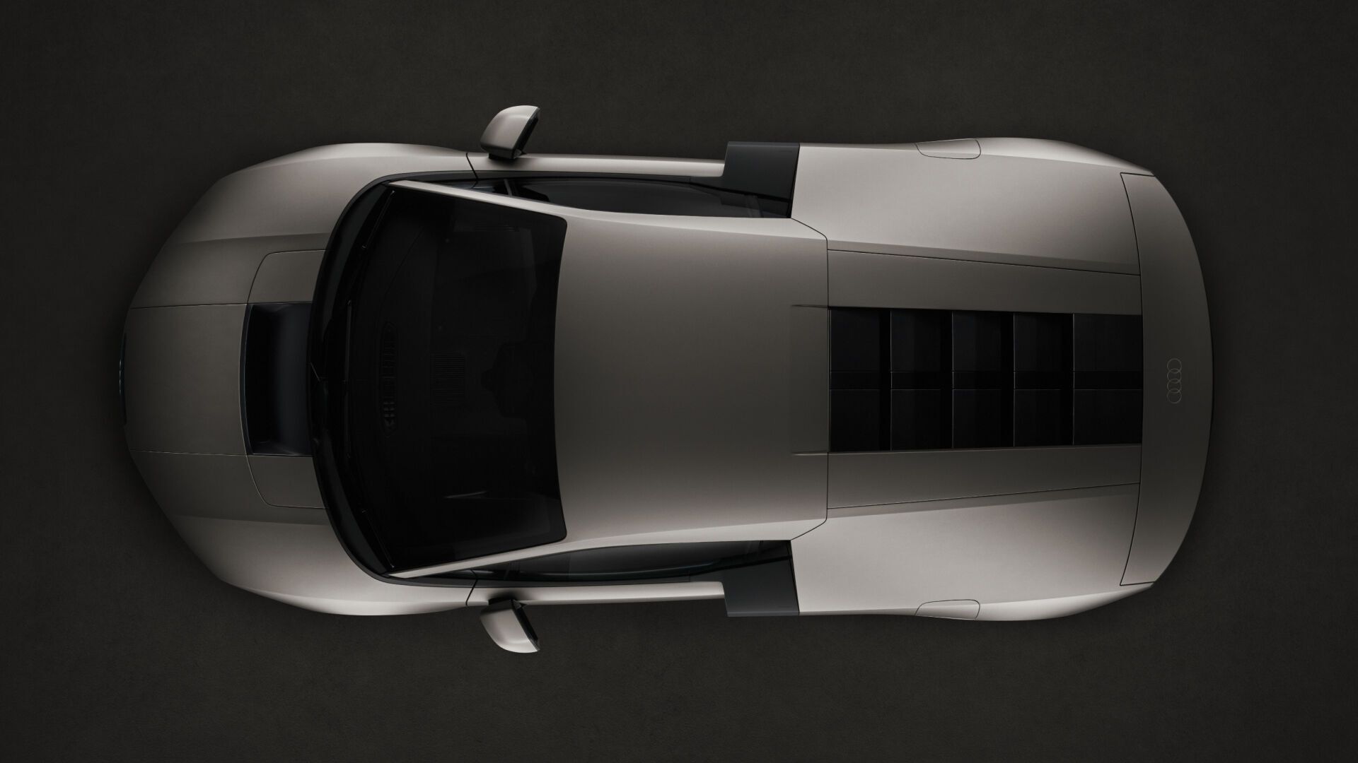 Audi Nuvolari — widok z góry, karoseria w kolorze srebrnym, boczne wloty powietrza