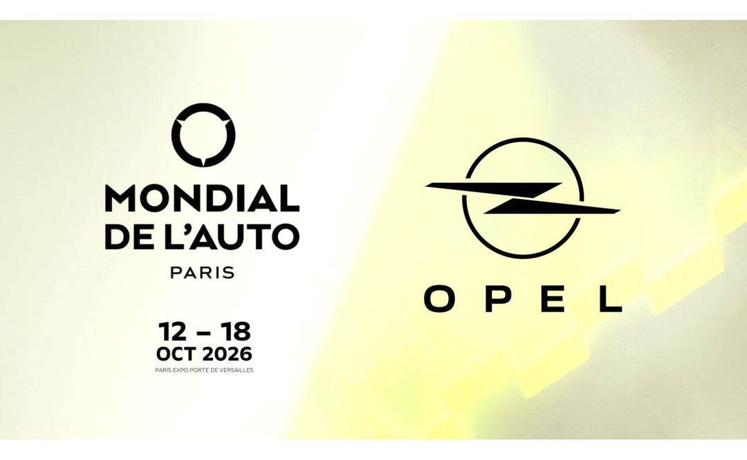 Logo Opel i informacje o targach Mondial de l'Auto 2026