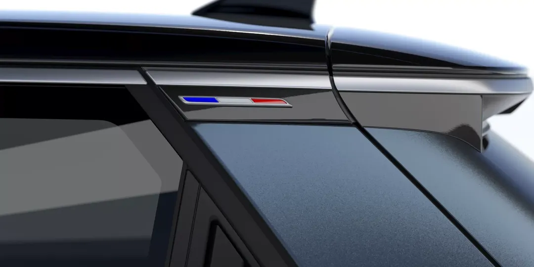 Alpine A290 Collection — detal, emblemat z flagą Francji