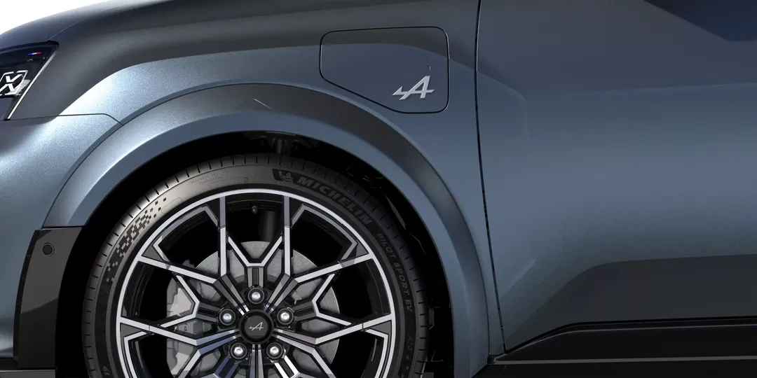 Alpine A290 Collection — detal, koło i emblemat '4'
