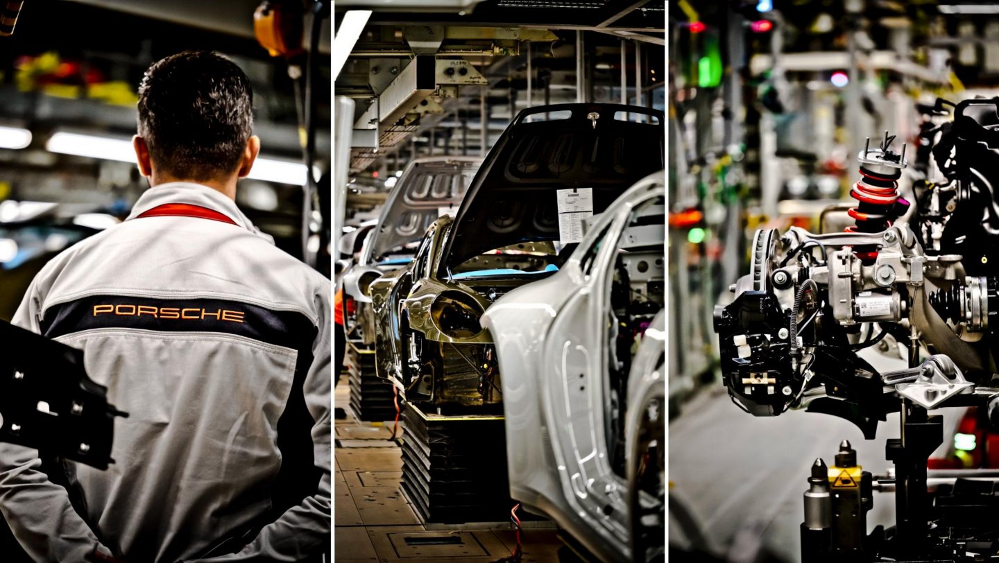 Porsche 911 GT3 Bergsport — pracownicy i proces montażu w fabryce