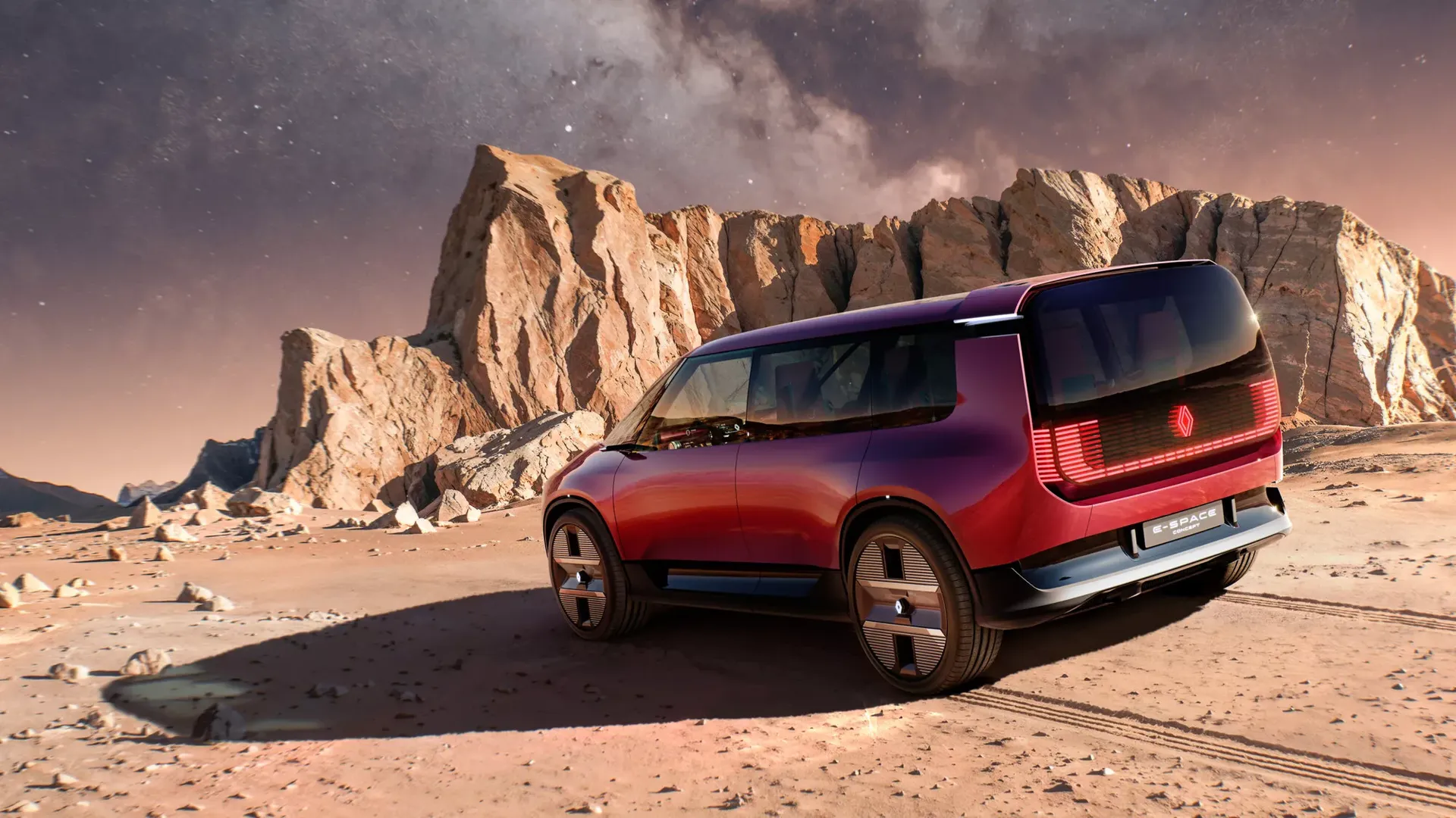 Renault E-Space Concept — tył, sceneria pustynna