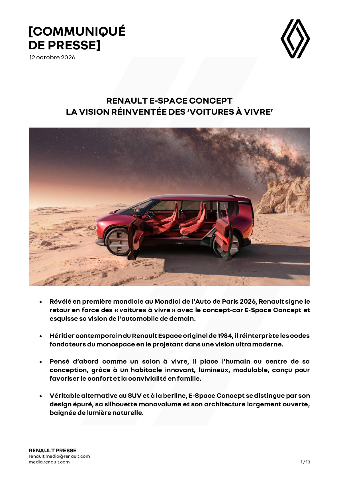 Odrzuć: slajd prezentacji Renault E-Space Concept