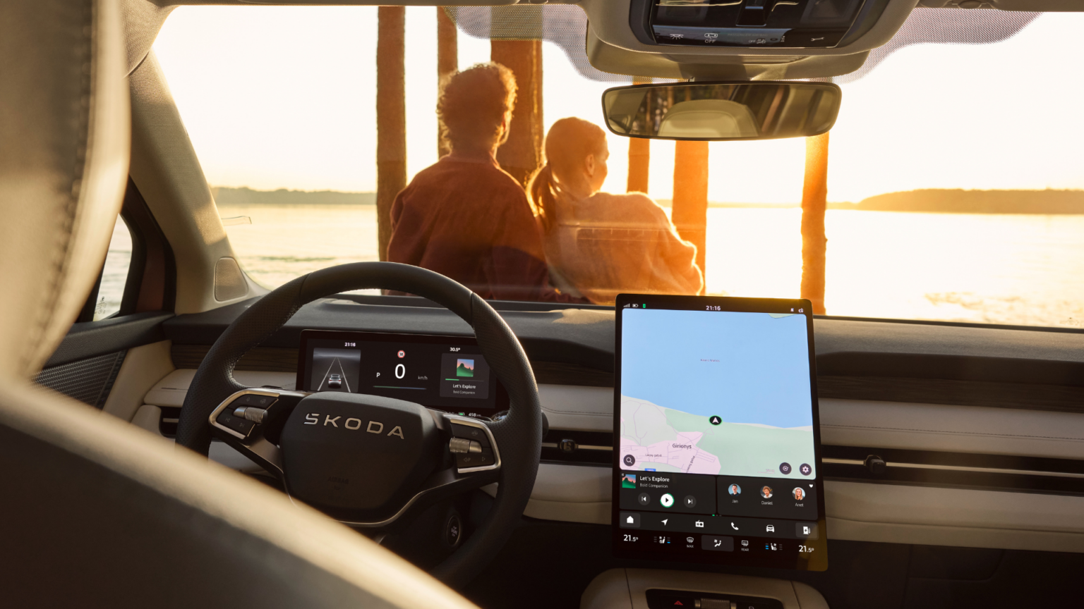 Škoda Epiq — wnętrze, ekran multimedialny